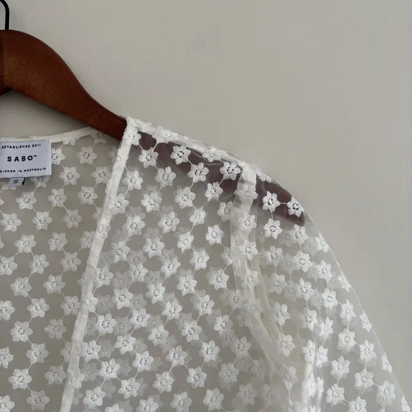 Sabo Skirt Semi Sheer Floral Tie Top Sz S - Image 3
