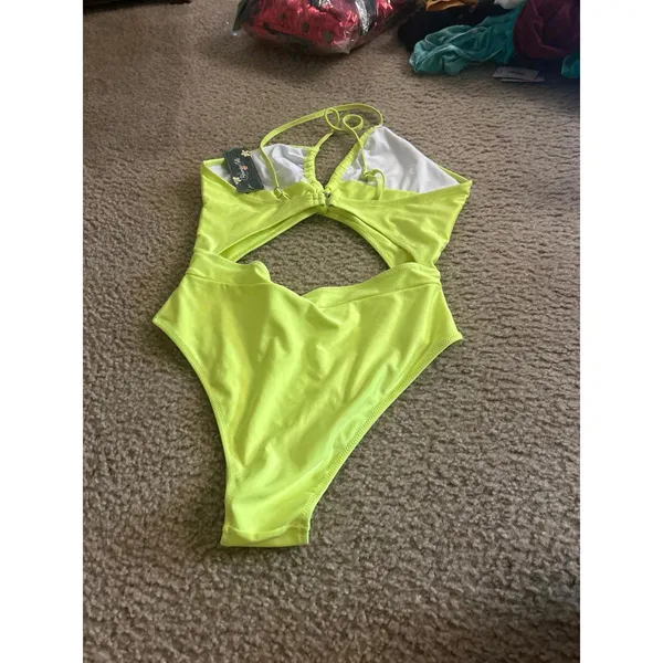 Swimsuit bathing suit beach cd24 neon yellow size xl - Image 4