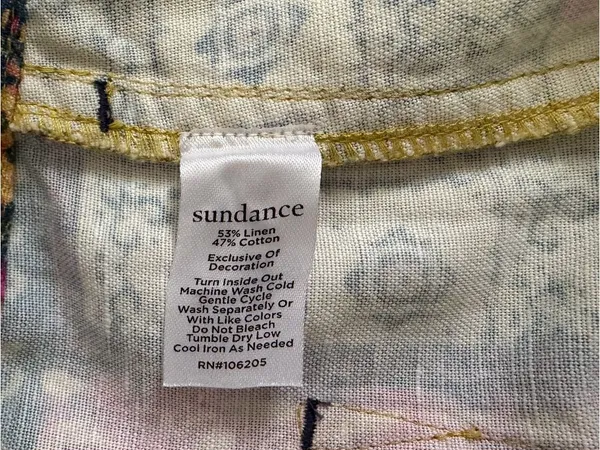 NWT Sundance Kalini Patchwork Linen Cotton Boho Tassel Tie‎ Yellow Shorts - Image 4
