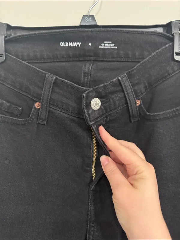 Old Navy High-Rise OG Straight Leg Black Rigid Jeans Secret-Smooth Pockets sz 4 - Image 6