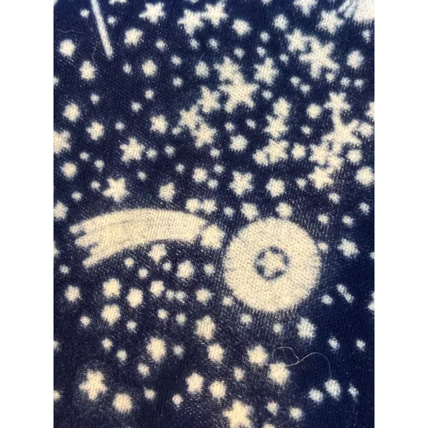 Celestial Navy Blue‎ Velvet Star Print Midi Dress V-Neck Slit Small - Image 9