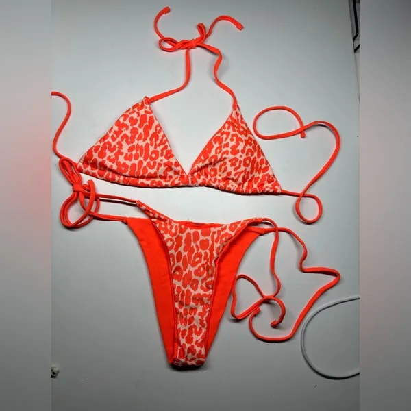 Source Unknown 🧡 Neon Leopard Print Bikini Set 🐆 - Image 2