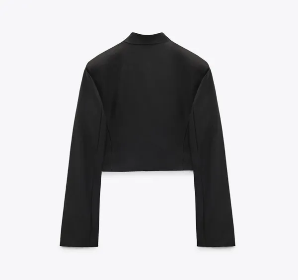ZARA blazer cropped suit jacket black casual business - Image 3