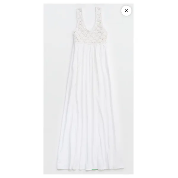 Aerie White Boho Crochet Bodice Midi Dress Sleeveless Flowy Summer Beach M NWT - Image 3