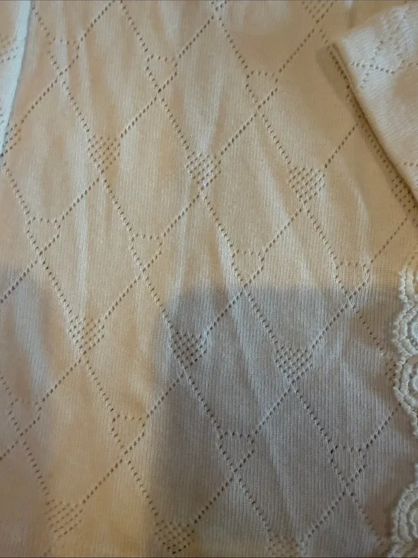 LoveShackFancy Natine Cardigan Ivory Size Small Lace Trim Button Front - Image 2