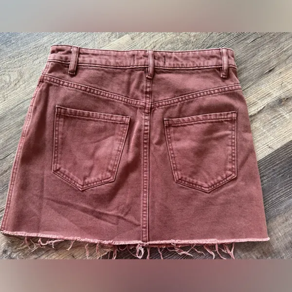 Free People We the Free Virgo Denim jean Mini zip up Skirt mauve‎ size 27 - Image 4