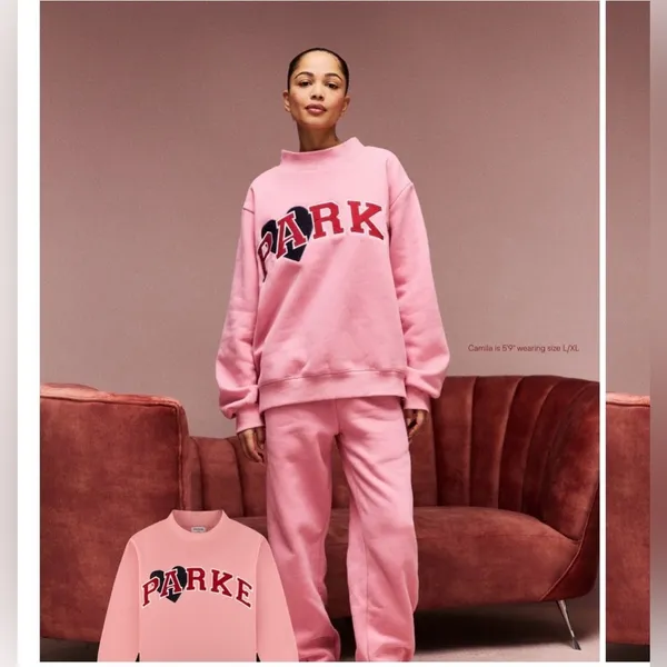 NWT Parke 2026 Valentine’s Day Jean Heart Varsity Mockneck Sweatshirt Size XXL - Image 4