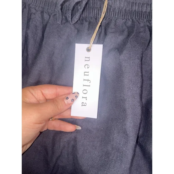 NWT neuflora skirt linen pockets navy full long skirt L - Image 5