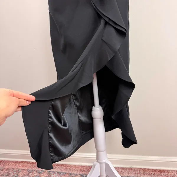 Bardot Likely Rona Ruffle Midi‎ Dress Square Neck Black Cocktail Dress 4/XS - Image 8