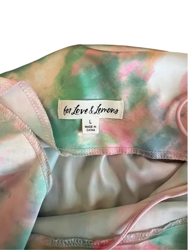 For Love & Lemons Women’s Call Me Tie Dye Silky Ruched Midi Slip Dress Size L - Image 4