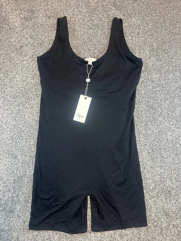 NWT Ripe Maternity Luxe Knit Short Bodysuit Romper Black - Small - Image 3