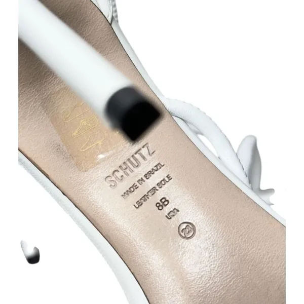 Schutz White Leather Strappy Square Toe Stiletto Sandals Heels Size 8B - Image 7