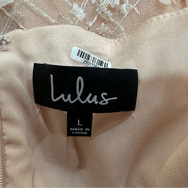 Lulus Feeling Flirty Blush Pink Floral Applique Dress Large L - Image 6