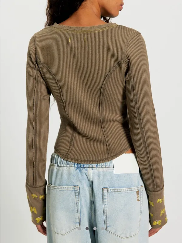 Free People Daria Cuff Cardi- Size Small - Image 2