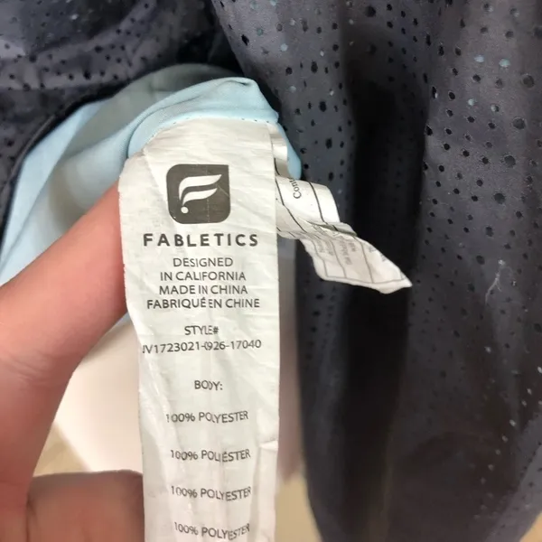 Fabletics‎ Womens Perforated Windbreaker Jacket Blue Hooded Medium athletic - Image 6