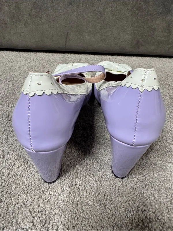 Women’s Purple Chunky Heel Mary Jane Pumps Cute Bow Round Toe Size 10 (EU42) NEW - Image 8