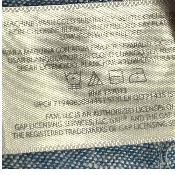 GAP Womens Blue Linen Blend Chambray Style Long Sleeve Button Down Shirt Large - Image 8