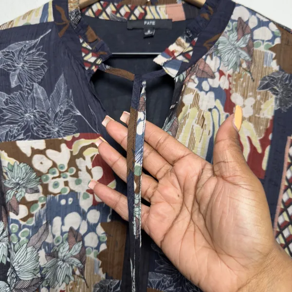 Fate Anthropologie‎ Women Cotton Boho Top Small Patchwork Western Prairie - Image 6