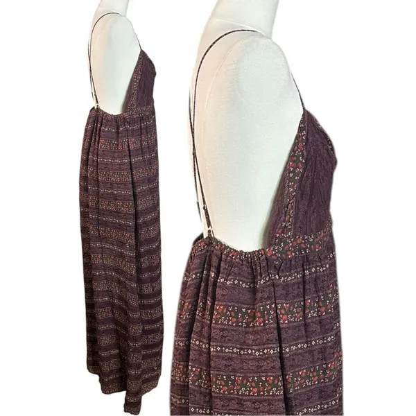 Free People Bohemian Beachy Retro 70s Floral Lace Lotus Maxi Dress Large - Image 7
