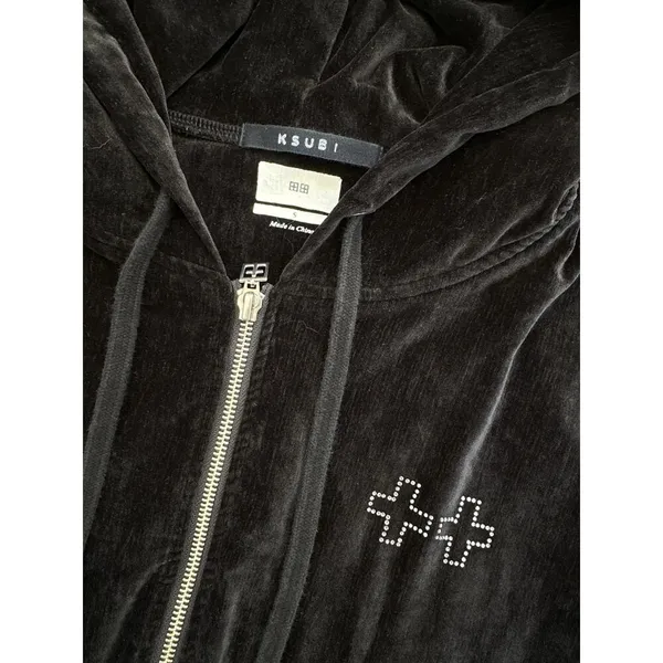 Ksubi - Ritzy Infinity Zip Front Hoodie in Black & Silver - Image 2