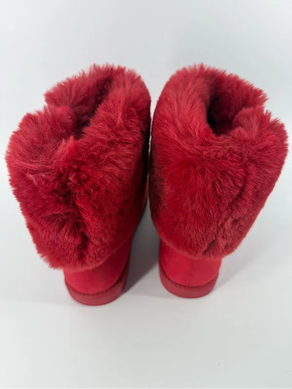 GBG Los Angeles Aleya G by Guess Red Faux Fur Cold Weather Winter Boots Women 6M - Image 9