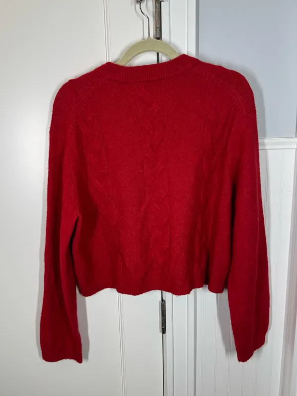 Madewell Crimson red CloudSoft Drop-Shoulder Sweater Size medium Nautical preppy - Image 6