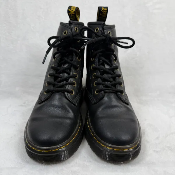Dr. Martens Zavala Black Leather Combat Boots Womens‎ Size 5 USL AW004 Round Toe - Image 3