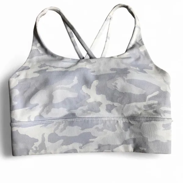 Lululemon ENERGY BRA LONG LINE RIB INCOGNITO CAMO ALPINE WHITE MULTI SZ 6 EUC. - Image 3