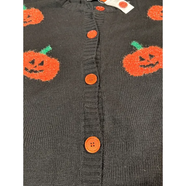 NWT 33 Degrees Pumpkin Cardigan Black Jack O Lantern Halloween Sweater 3X - Image 5