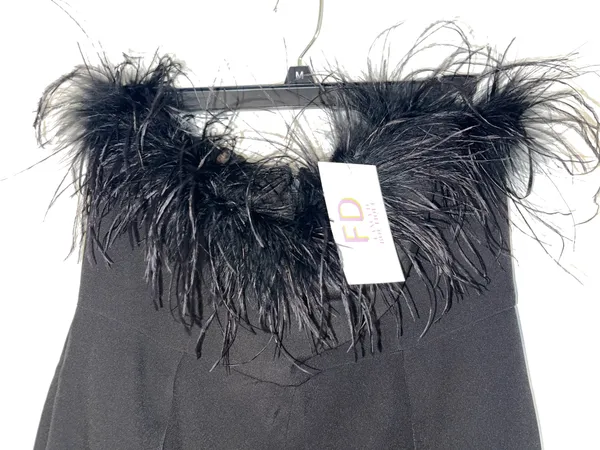 Ostrich feather jumpsuit Black Size L - Image 3