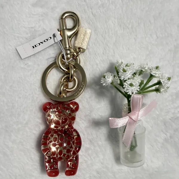 Coach Resin Gummy Bear Bag Charm Gold/Wine CK062 Keychain - Image 2