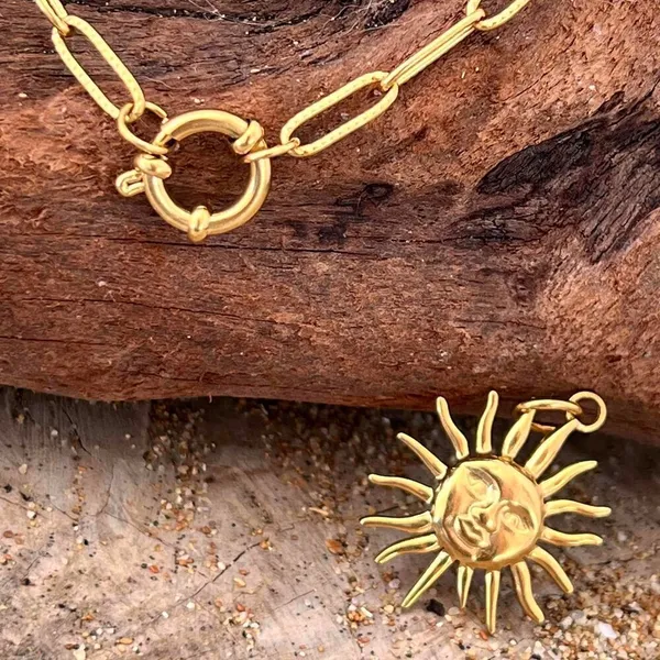 Gold Plated Paperclip Mariner Charm Holder Necklace stainless steel jewelry - Image 2