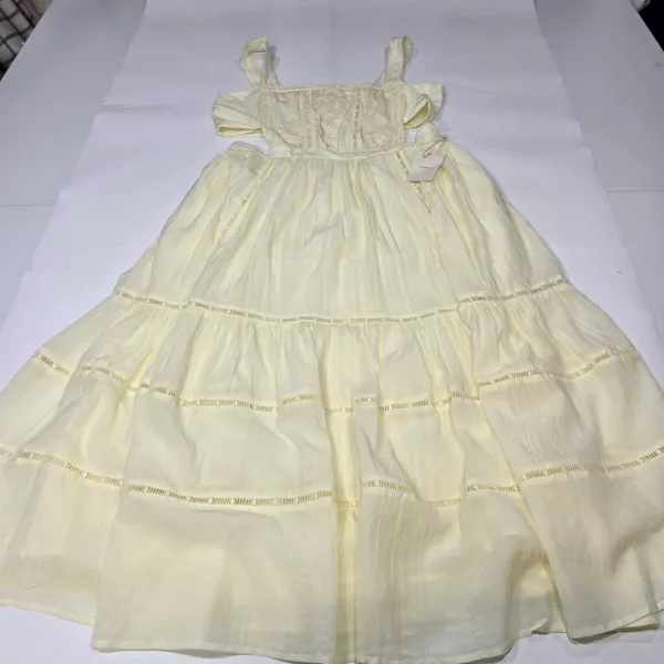 Tularosa Eleanora Embroidered Dress in Mellow Yellow Large - Image 3