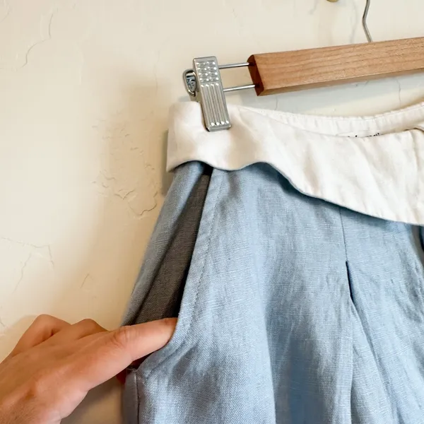 Reformation | Hailey 100% Linen Low Rise Mini Skirt in Mineral Blue‎ - Image 6