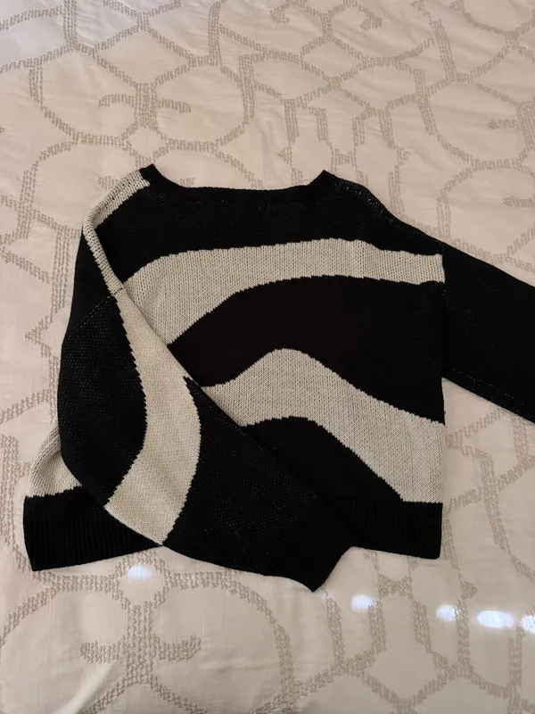 Grey Bandit Black & White Printed Sweater - Image 2