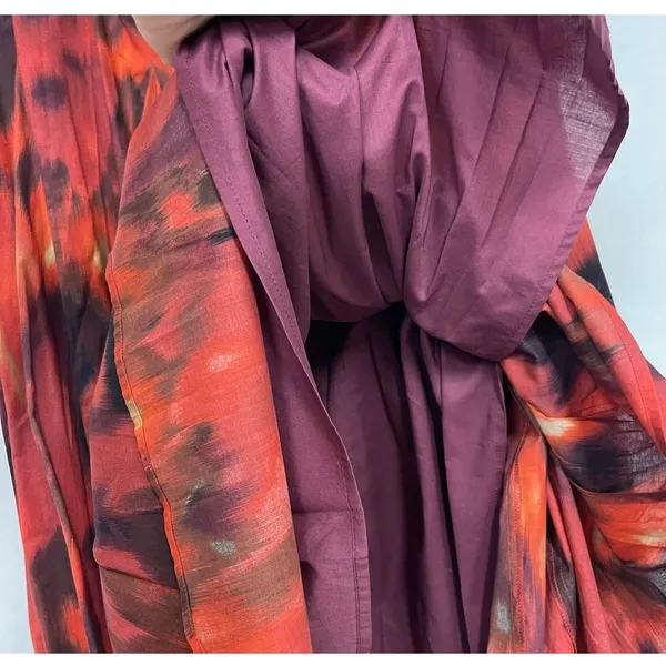 COLDWATER CREEK Bold Floral Skirt Women Medium Red Orange Ikat Midi A-Line‎ NWT - Image 5
