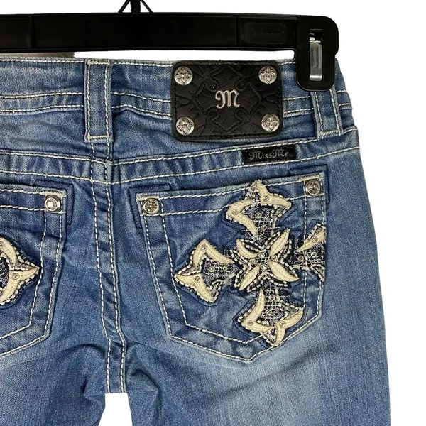 New Miss Me Jeans Womens Sz 26 Signature Skinny Denim Embroidered‎ Cross Pockets - Image 9