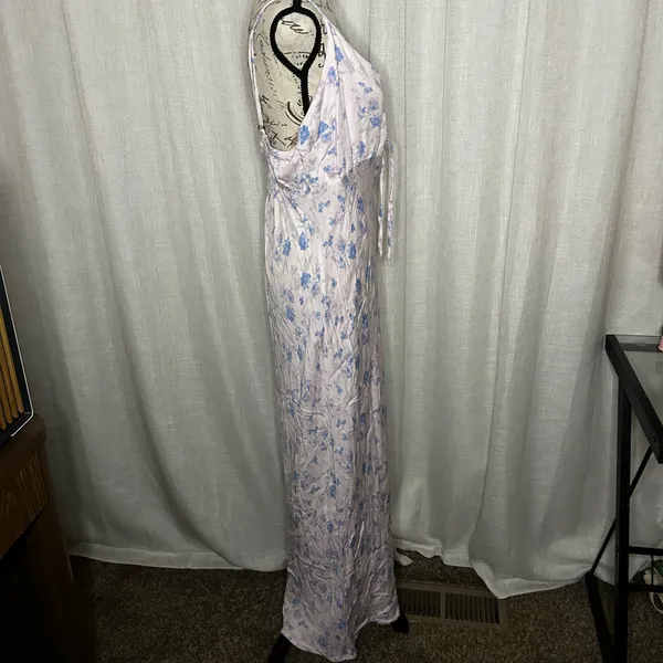 Women's XXL Wild Fable Light Pink Floral Maxi Slip Dress with Blue Flowers - Image 2