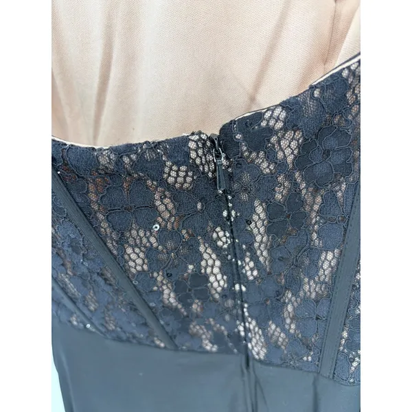 Betsy & Adam Gown Womens 2 Black Lace Corset‎ Sequin Ruched Formal Evening Dress - Image 6