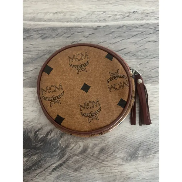 Mcm Vintage Round Coin Purse Wallet Monogram Visetos Circle Pouch - Image 2
