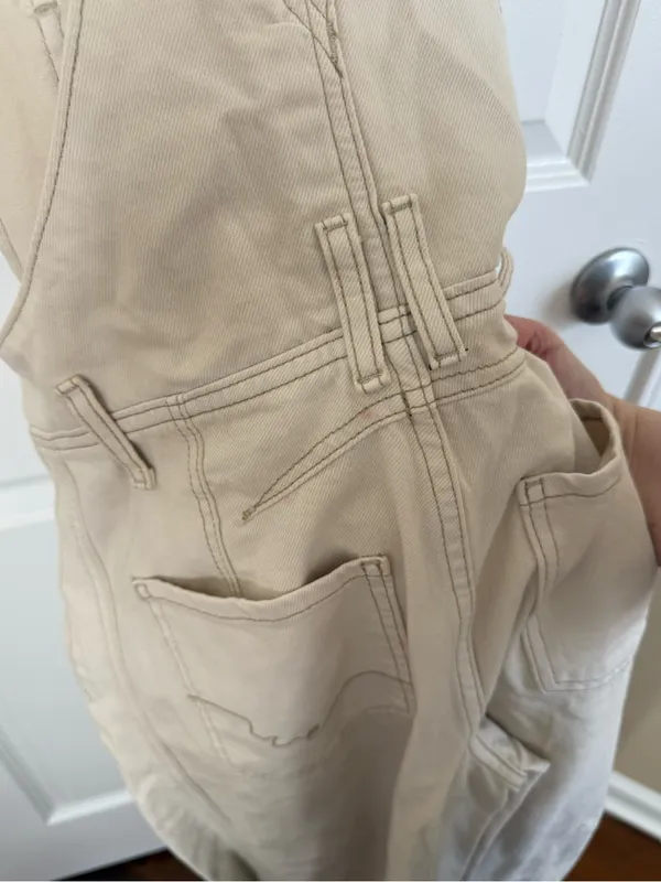 Free People We The Free Good Luck Barrel Overalls in Milk XS - Image 7