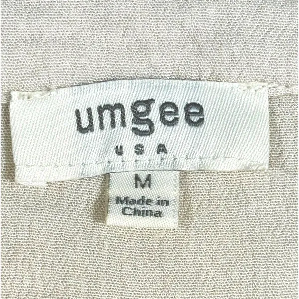 Umgee Embroidered Peasant Boho Blouse Tassel Tie Cream Bohemian Top M - Image 5