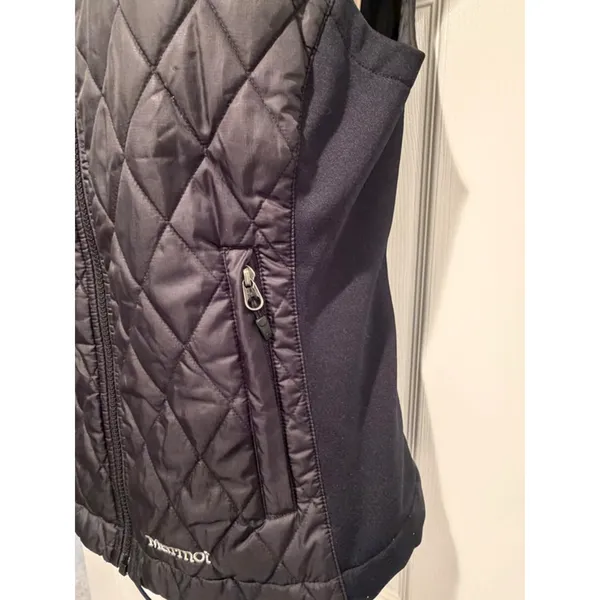 Marmot Womens‎ Medium Black Quilted Puffer Vest Stretch Panels Lightweight Zip - Image 4