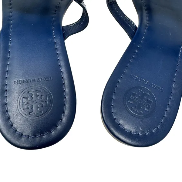 Tory Burch Rainbow Pride Miller Sandals Navy Blue Leather Thong Flat Slides 7M - Image 4
