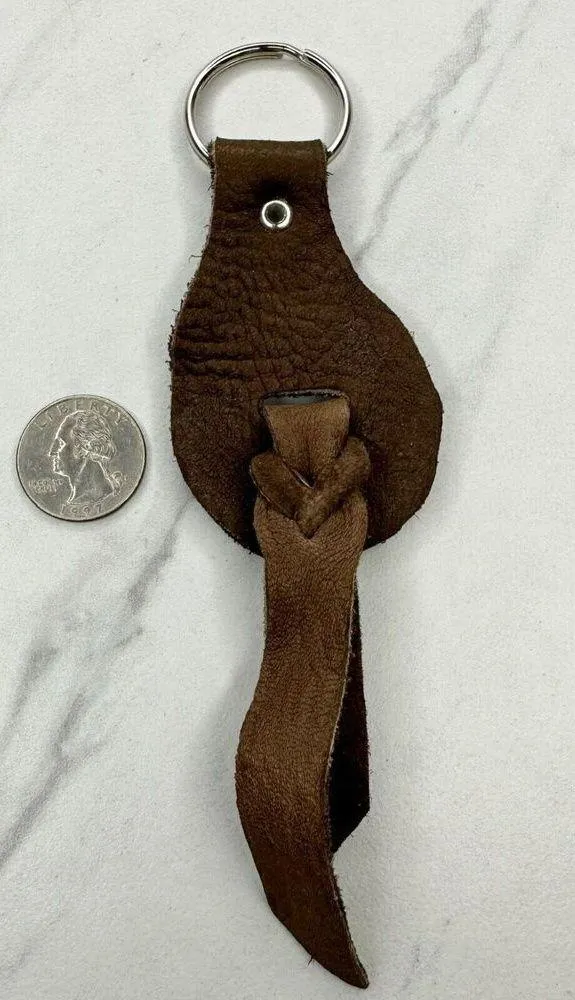 Soft Brown Leather Fringe Western Boho Keychain Keyring - Image 2