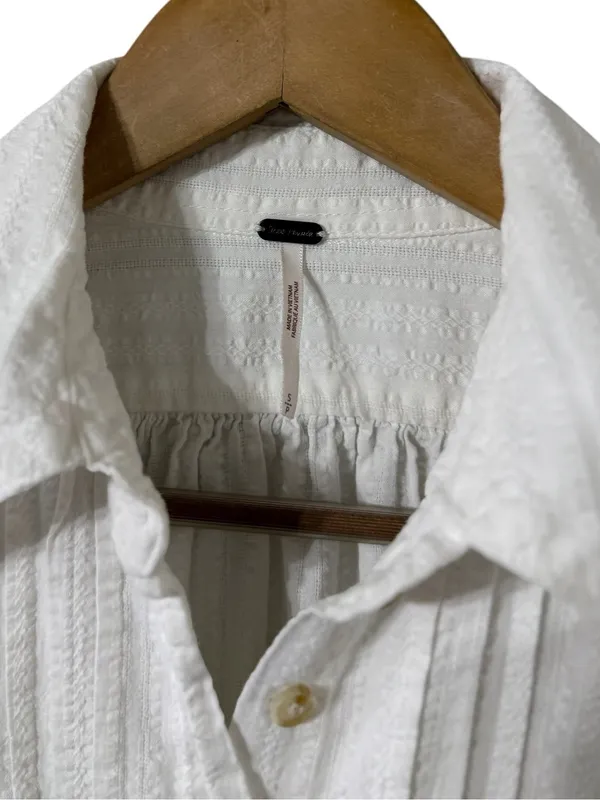 FREE PEOPLE Love Me Truly White Cotton Long Sleeve Tunic Top Mini Dress - Image 7