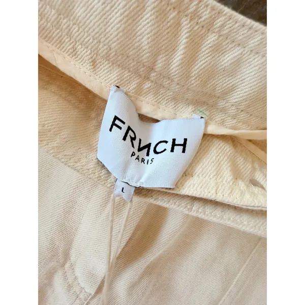 NWT FRNCH Paris Bianca Wide Leg‎ Trousers Women Large Creme High Rise Denim New - Image 2