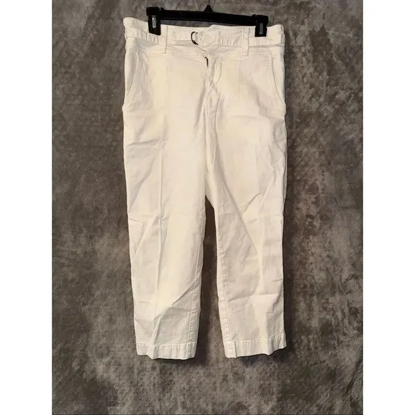 By Anthropologie Colette Cream High Rise Cropped Belted Pants Size 28 #700 - Image 3
