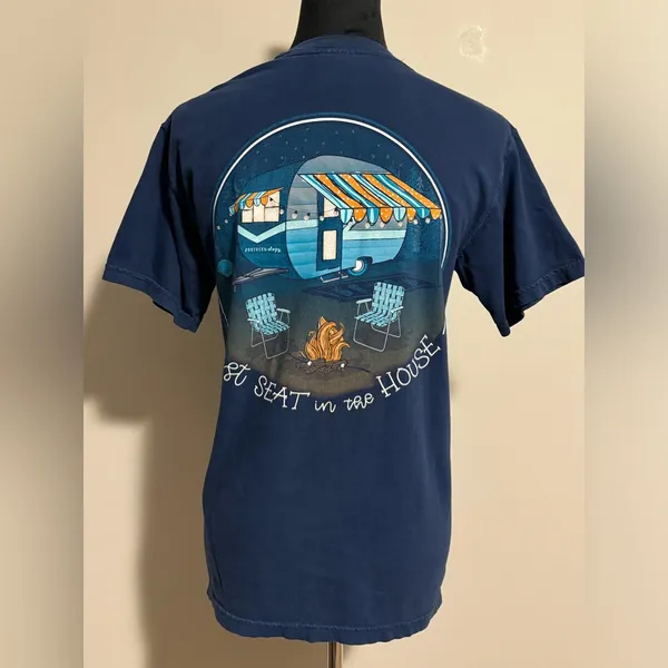 EUC Comfort Colors Blue and Orange Southernology Camping Graphic Tee size small - Image 5