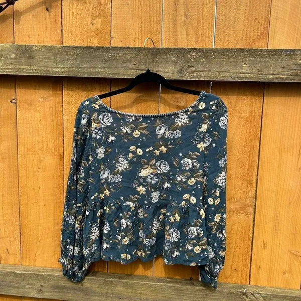 American eagle blue floral cropped babydoll top size medium‎ - Image 8